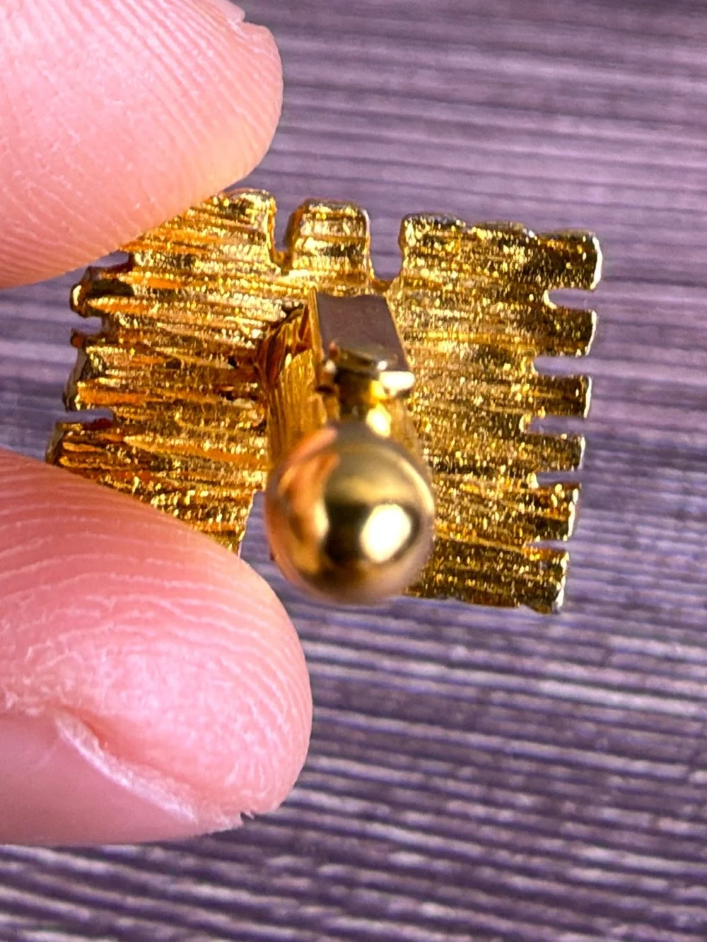 Vintage Christian Dior Gold Tone Nugget Brutalist Cufflinks